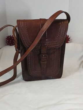 Handcrafted Brown Leather Tool Messenger  Crossbody Bag Men/Unisex